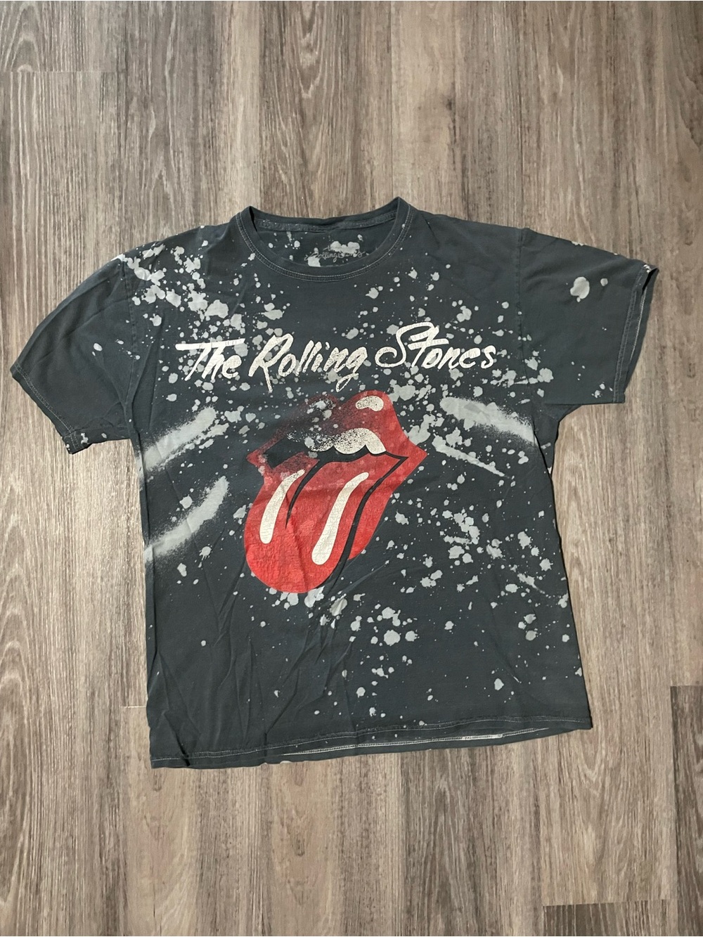 the Rolling Stones Black Graphic Tee with Red Tongue Logo